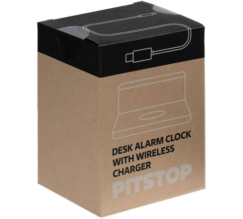 Часы настольные с беспроводным зарядным устройством Pitstop, белые