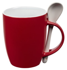 Кружка с ложкой Cheer Up, ver.2, красная