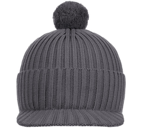 Вязаная шапка с козырьком Peaky, серая (антрацит)