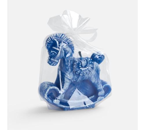 Свеча фигурная «Лошадка-качалка», синяя