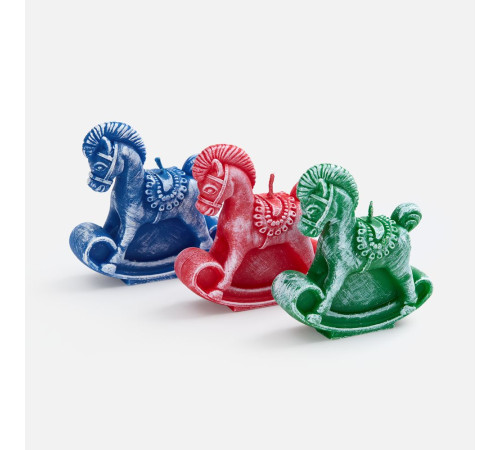 Свеча фигурная «Лошадка-качалка», синяя