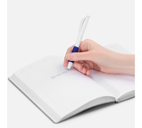 Ручка шариковая Grip, белая (молочная) с синим