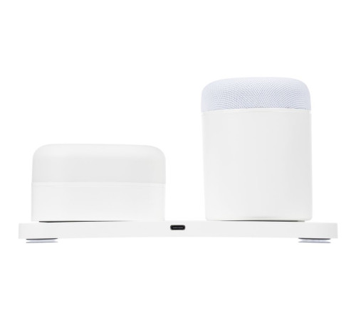 Станция беспроводной зарядки с колонкой и ночником Trilogy, белая