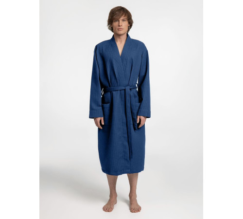 Халат вафельный Kimono, темно-синий