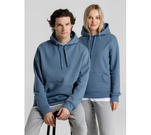 Толстовка с капюшоном унисекс King, серо-синяя