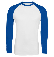 Футболка мужская с длинным рукавом Funky Lsl, белая с ярко-синим