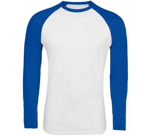 Футболка мужская с длинным рукавом Funky Lsl, белая с ярко-синим