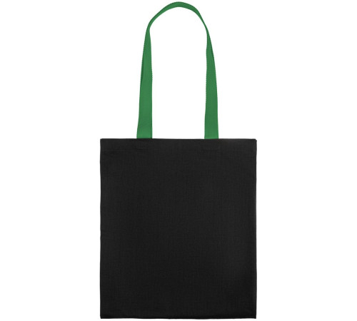 Холщовая сумка BrighTone, черная с зелеными ручками