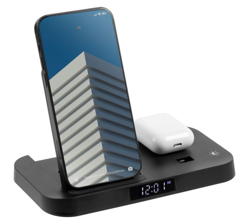 Зарядная станция с часами Clock Nest, черная