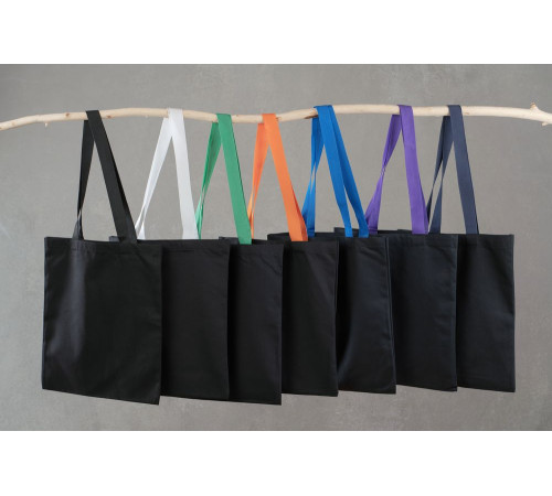 Холщовая сумка BrighTone, черная с оранжевыми ручками