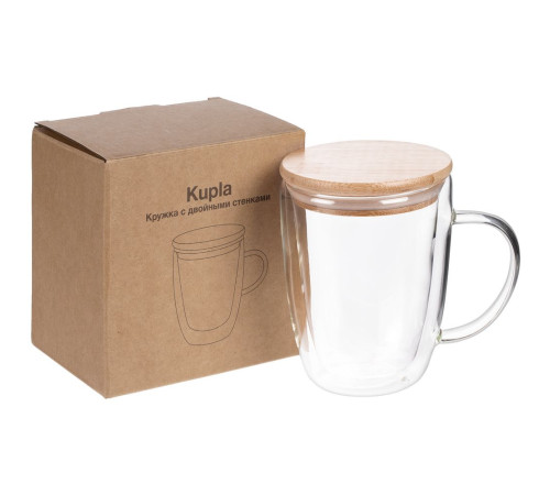 Кружка с двойными стенками Kupla с бамбуковой крышкой