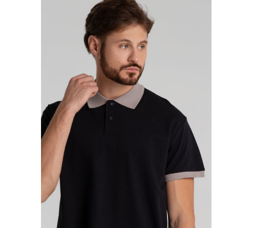 Рубашка поло Prince 190, черная с серым