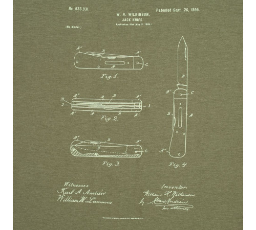 Футболка приталенная Old Patents. Knife, меланж хаки