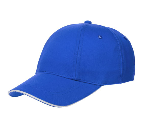 Бейсболка Canopy, ярко-синяя с белым кантом