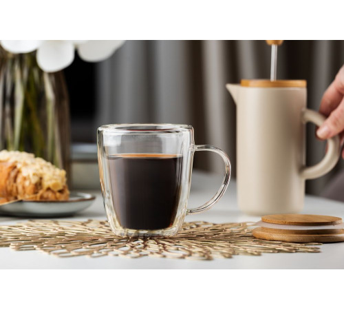 Кружка с двойными стенками Kupla с бамбуковой крышкой