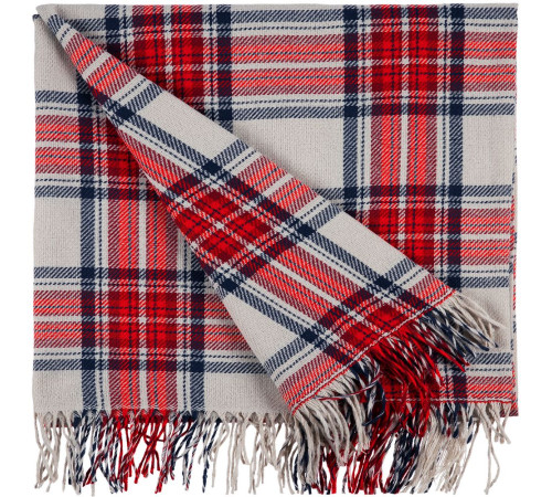 Плед «Валдай», бежевый с красным и синим