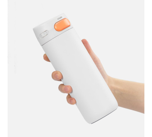 Термостакан X1 с цветной кнопкой, белый с оранжевым