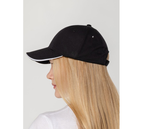 Бейсболка Canopy, черная с белым кантом