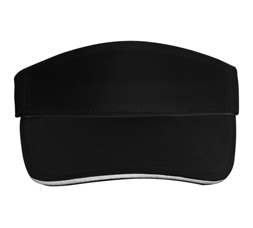 Козырек Active, черный с белым кантом