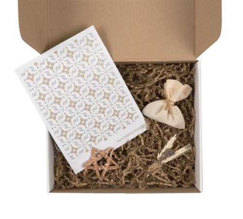 Набор для упаковки подарка Adorno, белый с бежевым