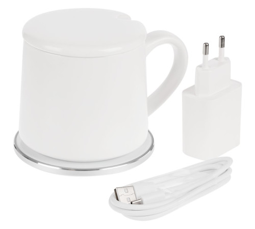 Кружка с подогревом и беспроводной зарядкой Dual Base ver. 2.0 Matt, белая
