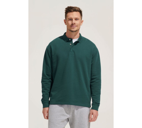 Рубашка поло оверсайз с длинным рукавом Heritage, серый меланж