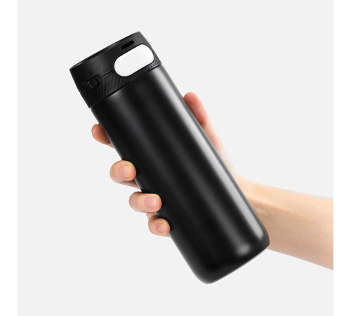 Термостакан X1 с цветной кнопкой, черный с белым