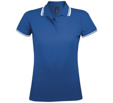 Рубашка поло женская Pasadena Women 200 с контрастной отделкой, ярко-синяя с белым