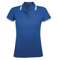 Рубашка поло женская Pasadena Women 200 с контрастной отделкой, ярко-синяя с белым