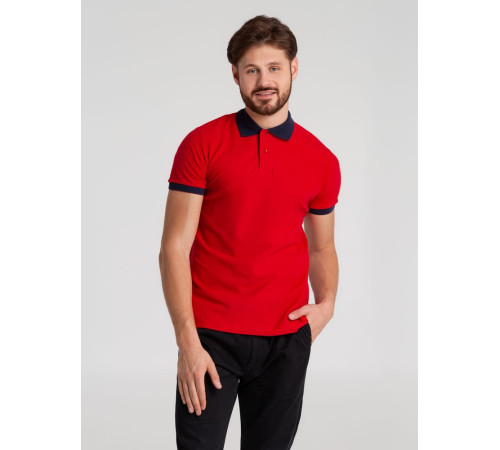 Рубашка поло Prince 190, красная с темно-синим