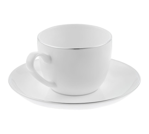 Кофейная пара Select, белая с серебристой отводкой
