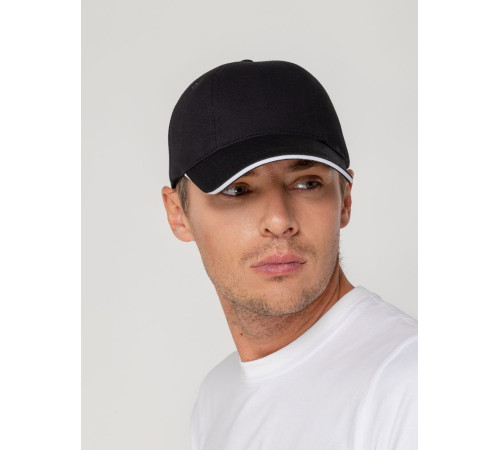 Бейсболка Canopy, черная с белым кантом