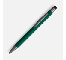 Ручка шариковая Atento Soft Touch со стилусом, зеленая