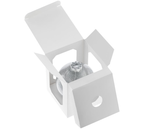 Елочный шар Finery Shine, 10 см, глянцевый серебристый с глиттером