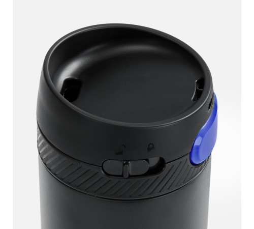 Термостакан X1 с цветной кнопкой, черный с синим