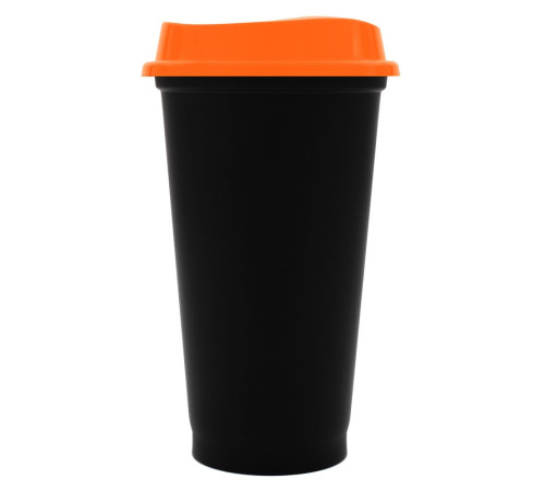 Стакан с крышкой Color Cap Black, черный с оранжевым