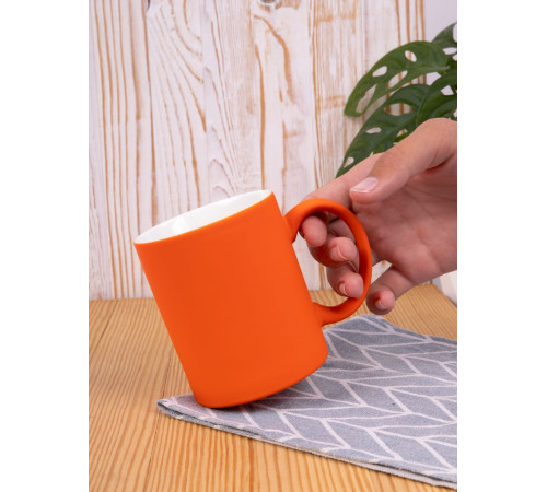 Кружка Promo Soft с покрытием софт-тач, оранжевая