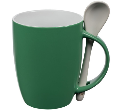 Кружка с ложкой Cheer Up, ver.2, зеленая