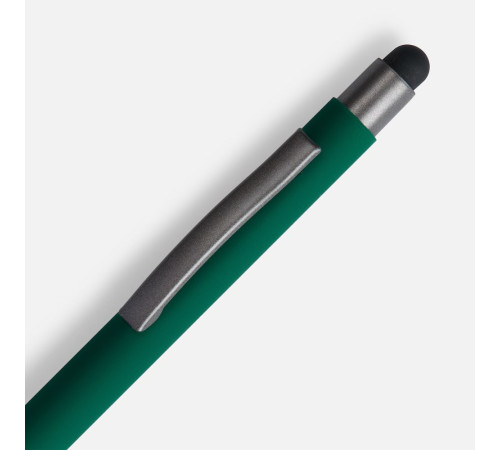 Ручка шариковая Atento Soft Touch со стилусом, зеленая