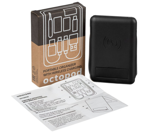 Органайзер с беспроводной зарядкой и набором адаптеров Octopod, черный