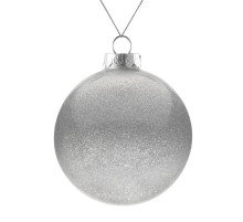 Елочный шар Finery Shine, 10 см, глянцевый серебристый с глиттером