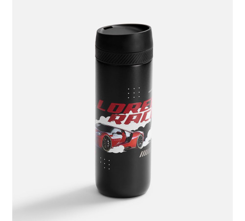 Термостакан X1 с цветной кнопкой, черный с белым