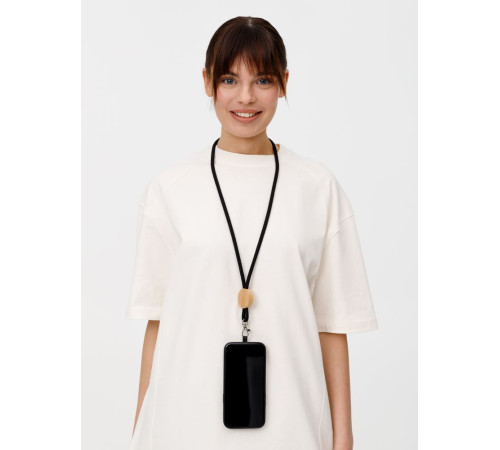 Шнурок для бейджа Tube Wood, черный