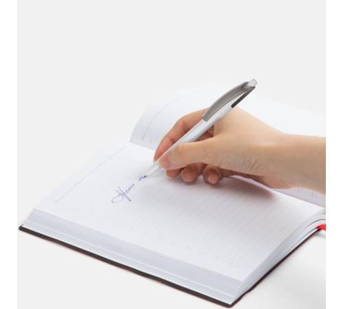 Ручка шариковая Bento, белая с серым