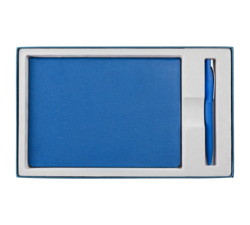 Коробка Horizon с ложементом под ежедневник и ручку, синяя