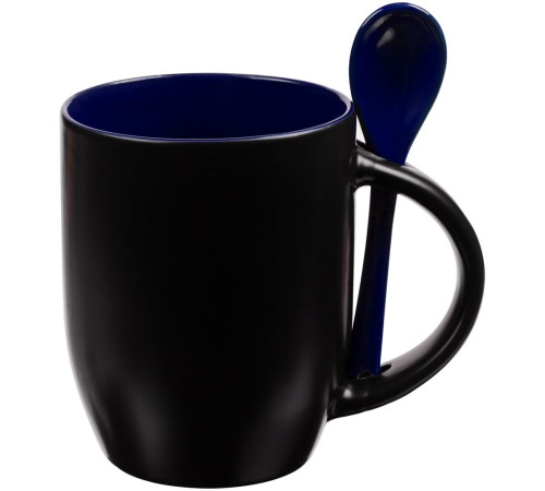 Кружка-хамелеон Melty с ложкой, черная с синим