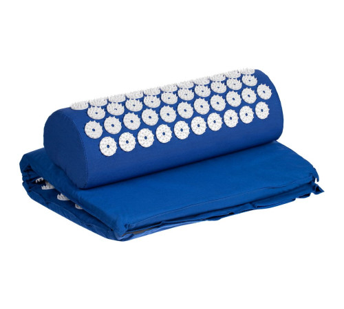 Массажный акупунктурный коврик с валиком Iglu, синий с белым