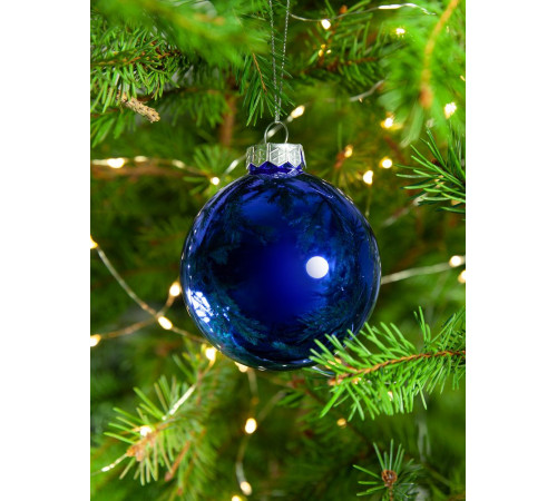 Елочный шар Finery Gloss, 8 см, глянцевый синий