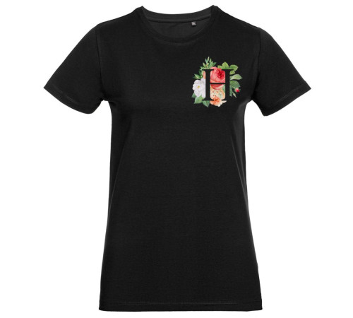 Футболка женская «Цветочная азбука Н», черная