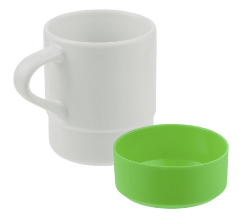 Кружка с силиконовой подставкой Protege, зеленое яблоко
